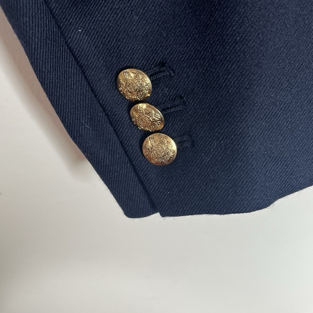 J Crew Schoolboy Blazer Navy Womens 2 Gold Button Wool Blend Old Money Heritage - Picture 6 of 8
